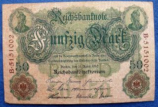 Germany Vintage Old Banknote Note 50 Mark 1910 Vf photo