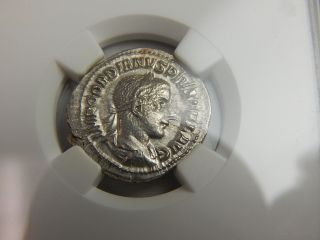 Ngc Graded Roman Empire Gordian 111,  Ad 238 - 244 Ar Denarius Xf photo
