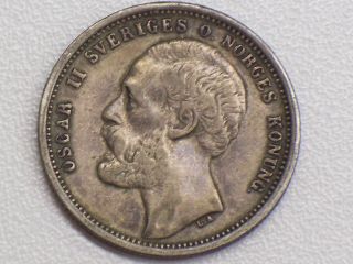 Sweden 1 Krona 1876 St Silver Coin photo