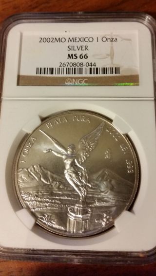 2002 Mo Mexico Silver Libertad 1 Onza Ngc Ms66 Better Date photo