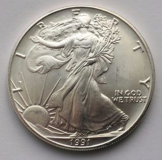 1991 American Silver Eagle Dollar Coin photo