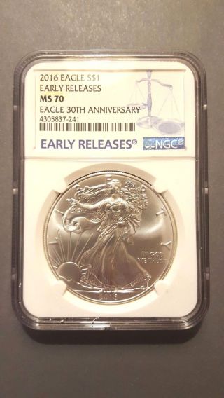 2016 30th Anniversary Silver Eagle Early Release Ngc Ms70 photo