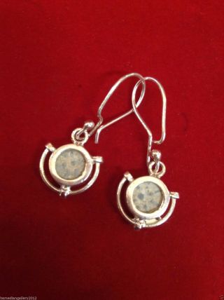 Biblical Widows Mite Coin In Sterling Silver Earrings,  Vintage Holy Land Jewelry photo