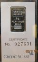 5 Gram Bar Platinum Credit Suisse In Assay 999.  5 Fine 5 Gram Platinum Bar Platinum photo 1