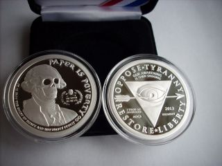 1 Oz Silver Coin Proof Ghost Money Deluminati Series Thomas Jefferson Boxed photo