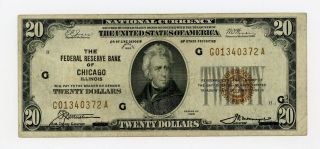 1929 Fr.  1870 - G $20 U.  S.  (chicago,  Il) Federal Reserve Bank Note photo