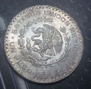 Mexico 1959 Peso Large Silver Coin 16.  0000 G. ,  0.  1000 Silver photo