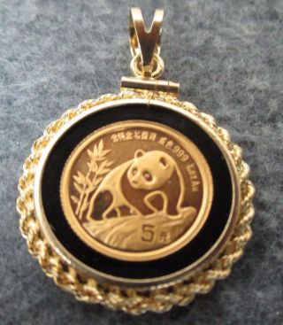 Gold 5 Panda Coin In 14k Gold Bezel Gold Panda Coin photo