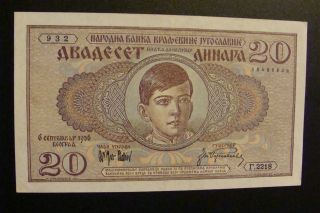 Yugoslavia 20 Dinar 1936 Crisp Au/unc photo
