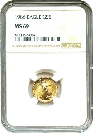 1986 Gold Eagle $5 Ngc Ms69 - American Gold Eagle Age photo