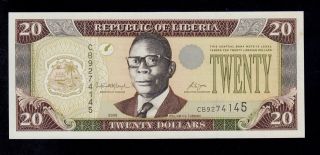 Liberia 20 Dollars 2006 Cb Pick 28c Unc -.  Banknote. photo