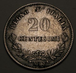 Italy (kingdom) 20 Centesimi 1863m Bn - Silver - Vittorio Emanuele Ii 1228 photo