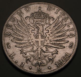 Italy (kingdom) 1 Lira 1901 R - Silver - Vittorio Emanuele Iii.  - F/vf 1229 photo
