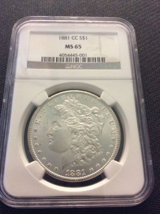 1881 - Cc $1 Morgan Silver Dollar Ngc Ms - 65 Inv 1751 photo