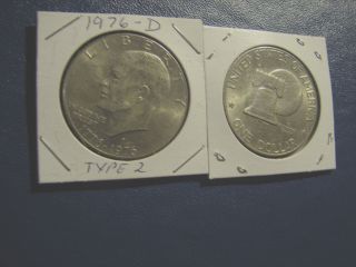 1976 D Eisenhower Bicentennial Dollar Type 2 Bu Ike Us Coin photo