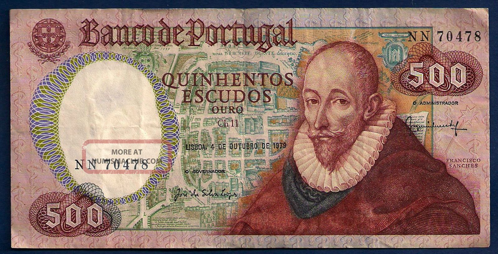 Portugal 500 Escudos D.  1979 (1982 Issue) P - 177 Francisco Sanches Philosopher Europe photo