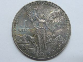 1991 México Silver 1 Oz Coin Winged Victory Libertad photo