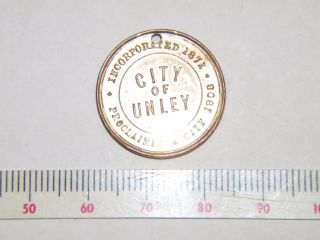 1906 Bronze Gilt Medalet - City Of Unley Proclaimed A City photo