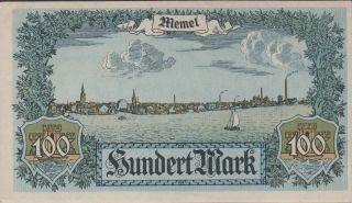 Memel 100 2.  22.  1922 P 9 Uncirculated Banknote Rare photo