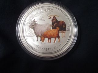 2015 Silver Year Of The Goat 1 Oz.  999 Silver Coin In Flawless photo