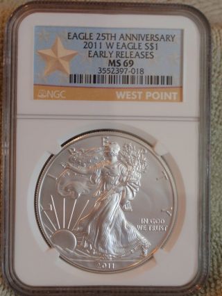 2011 W Silver American Eagle (ngc Ms - 69) photo