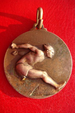 Rare Old Antique Italy Bronze Medal Sports Long Jump - Salto In Lungo photo