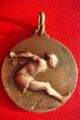 Rare Old Antique Italy Bronze Medal Sports Long Jump - Salto In Lungo Exonumia photo 2