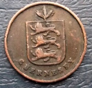1830 Guernsey 1 Double Three Lions Type Km 1 Circulated Coin Ib41 photo