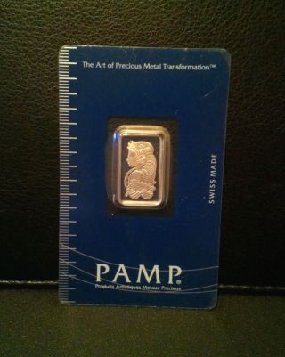 5 Grams.  9995 Platinum Bar Pamp Swiss Certified photo