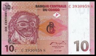 Congo Democratic Republic 10 Centimes 1997 Unc photo