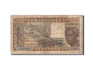 [ 307019] Western Africa,  Senegal,  1000 Francs Type 1977 - 81,  Pick 707kb photo