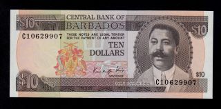 Barbados 10 Dollars (1986) C10 Pick 35a Au - Unc Banknote. photo