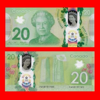 Canada $20 - Polymer 2015 Wilkins/poloz - - Fws - - Commemorative Unc. photo