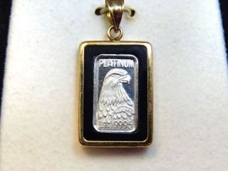 1 Gram Platinum Eagle In A 14k Yellow Gold Charm Holder photo