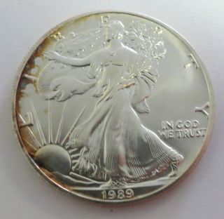 1989 Silver American Eagle 1 Ozt.  999 Fine Silver Coin photo