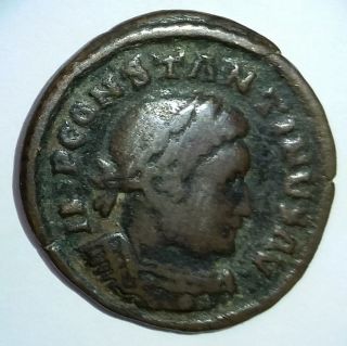 Ancient Roman Bronze Coin Constantine I The Great 307 - 337ad Sol Holding Globe photo