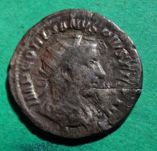 Tater Roman Imperial Ar Silver Antoninianus Of Gordian Iii Globe & Spear photo
