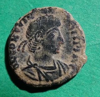 Tater Roman Imperial Ae16 Follis Coin Of Constantius Gallus Fallen Soldier photo