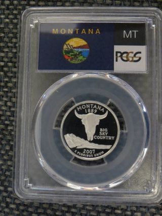 2007 - S 25c Montana Silver State Flag Label Quarter Proof Coin Pcgs Pr70 Dcam photo