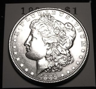 1886 - P Morgan Dollar - Flashy Blast White Coin With Cartwheel Lustre photo
