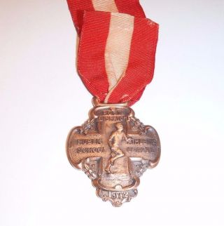 1912 Copper St Louis Track Medal & Ribbon / Post Dispatch / Public School photo