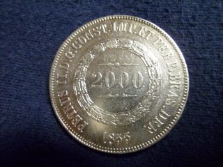 Brazil 2000 Reis 1855 Silver Crown photo