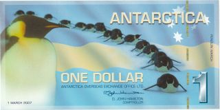 Antarctica 2007 March Of The Penguins $1 Polymer Bank Note Gem Cu photo