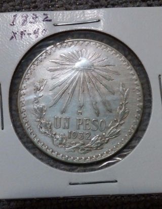 1932 Un Peso Mexico Old 72 Silver photo