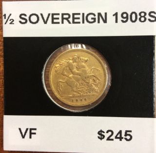 1908s 1/2 Sovereign Vf photo