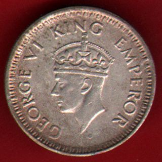 British India - 1944 - 1/4 Rupee - Kg Vi - Bombay - Rare Silver Coin R - 31 photo