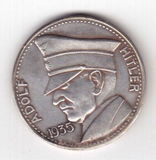 Ww2 German 5 Mark 1935 Commemorative Third Reich Hitler Medal Coin Plain Edge photo