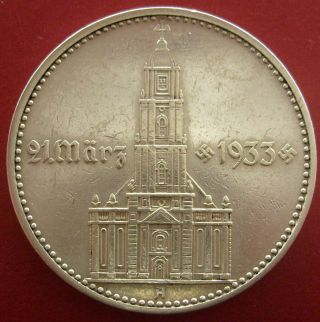 Wwii Antique Germany 2 Mark 1934 A Berlin Silver Coin Garrisonkirche (zoc01) photo
