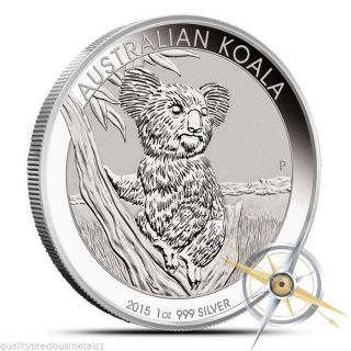 1 - 2015 - Australian Koala 1 Oz.  999 Silver Coin - Brilliant Unc - In Capsule photo