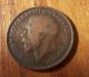 1915 Great Britain Uk Large Penny Circulated Coin King George V F/vf Penny photo 1